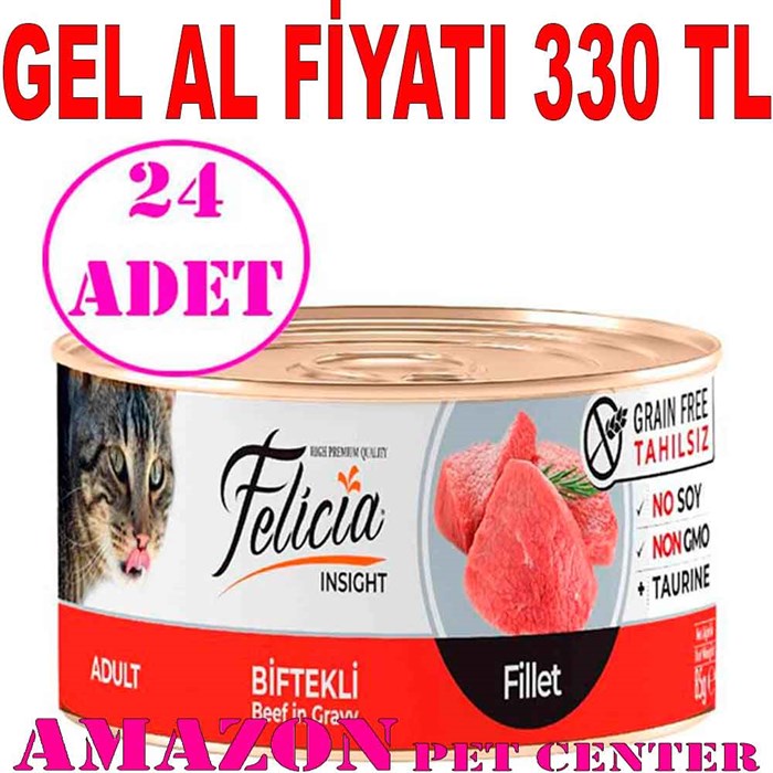 Felicia Tahılsız Biftek Filetolu Yaş Kedi Maması 85 Gr 24 AD 32126181 Amazon Pet Center