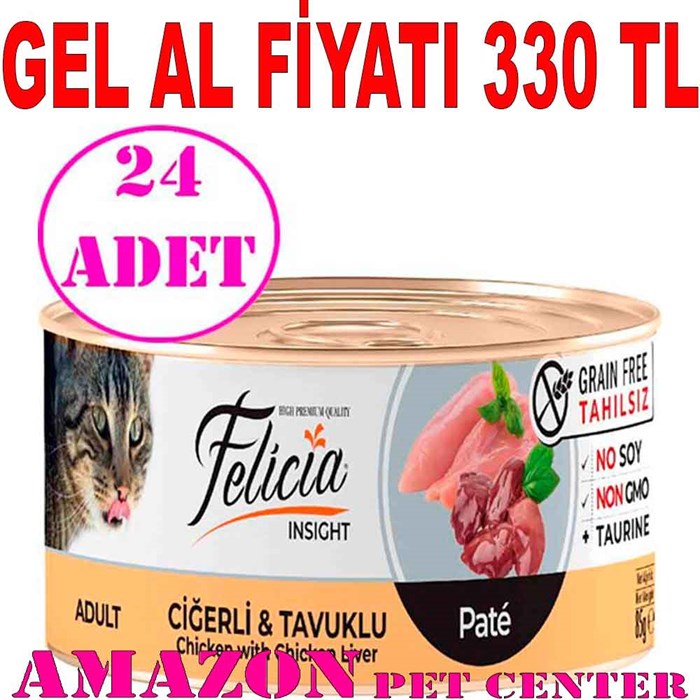 Felicia Tahılsız Ciğerli Tavuklu Kıyılmış Yaş Kedi Maması 85 Gr 24 AD 32126129 Amazon Pet Center