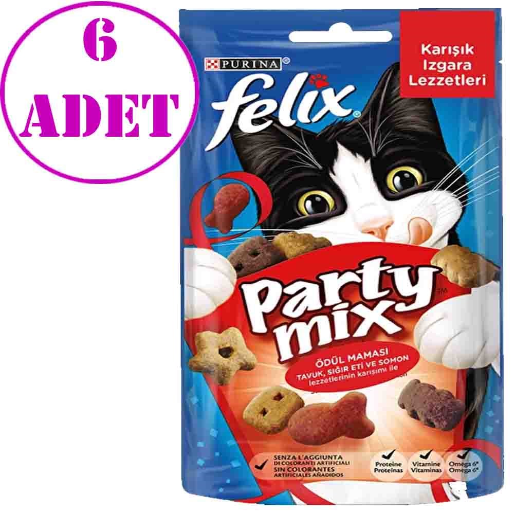 Felix Party Mix Tavuk Sığır Eti ve Somonlu Kedi Ödül Maması 60 Gr 6 AD 7613034119889999 Amazon Pet Center
