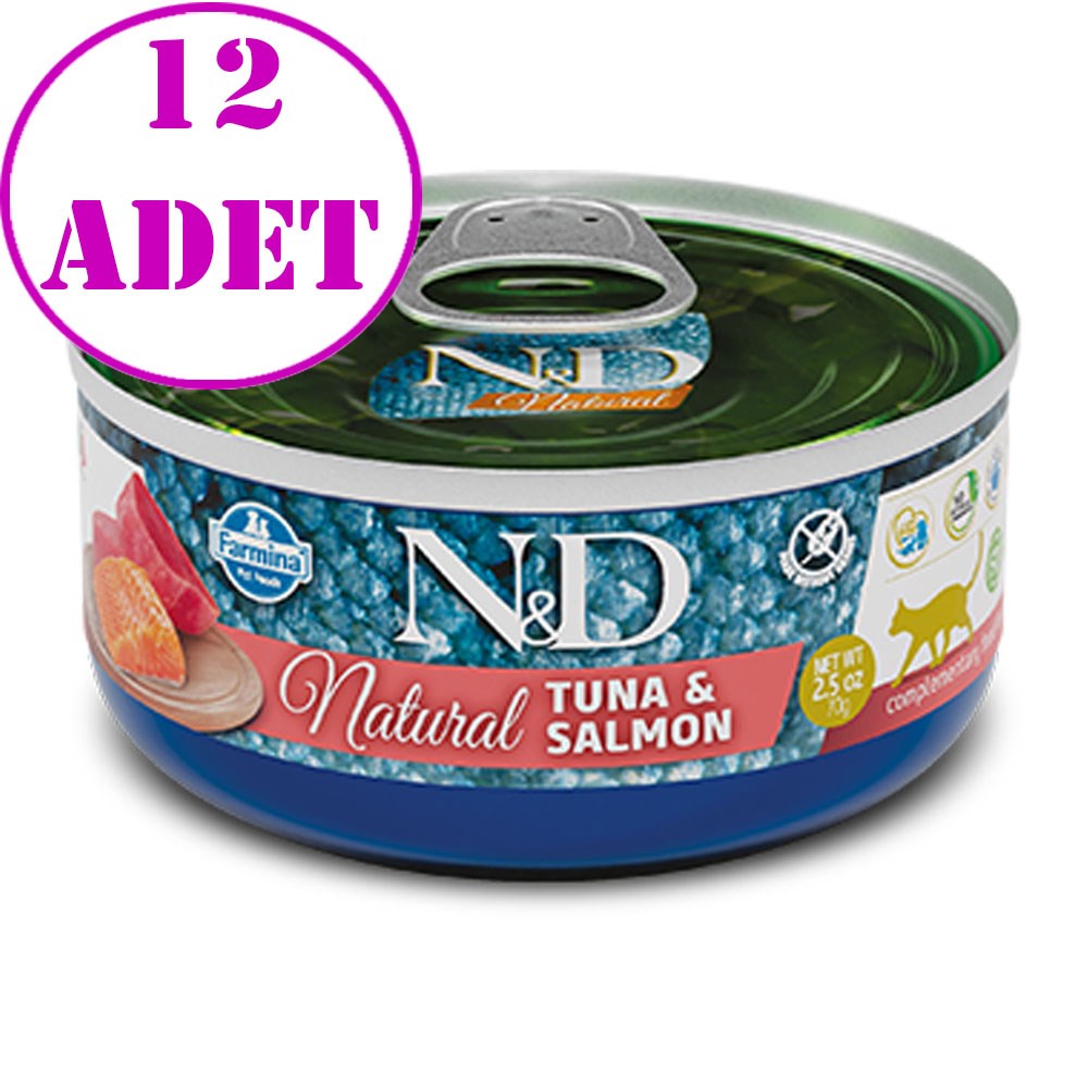 N&D Natural Tuna Ve Somon Balıklı Yetişkin Kedi Konservesi 70 Gr 12 AD 32132991 Amazon Pet Center