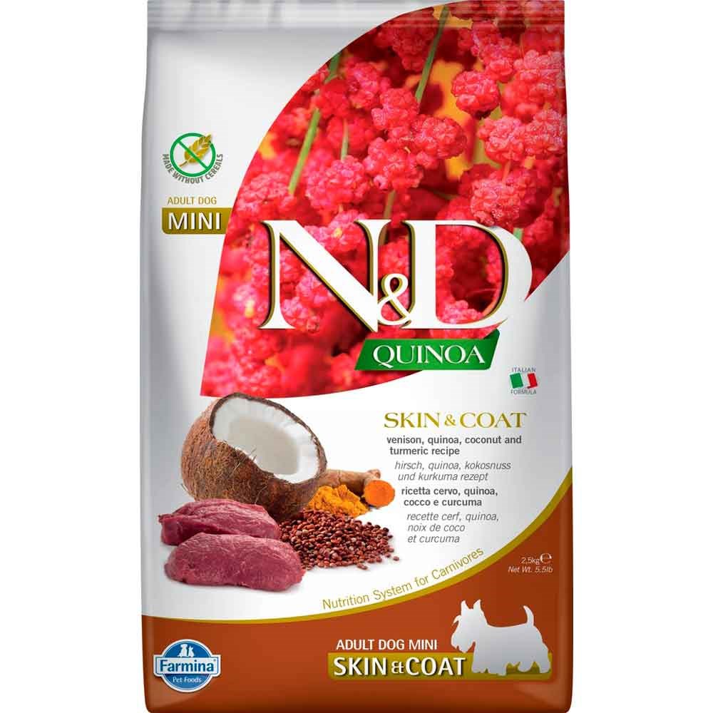 N&D Quinoa Skin Coat Geyikli Mini Irk Köpek Maması 2.5 Kg 8010276040091 Amazon Pet Center