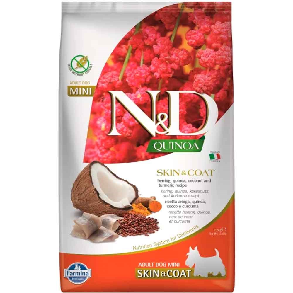 ND Quinoa Skin Coat Ringa Balıklı Mini Yetişkin Köpek Maması 2.5 Kg 8010276040077 Amazon Pet Center