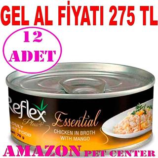 Reflex Plus Essential Kedi Konservesi Tavuklu Mangolu 70 Gr 12 AD 32118612 Amazon Pet Center