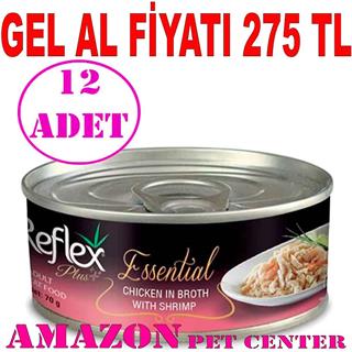 Reflex Plus Essential Tavuklu ve Karidesli Yetişkin Kedi Konservesi 70 Gr 12 AD 32118599 Amazon Pet Center