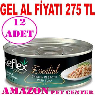 Reflex Plus Essential Tavuklu ve Ton Balıklı Yetişkin Kedi Konservesi 70 Gr 12 AD 32118667 Amazon Pet Center