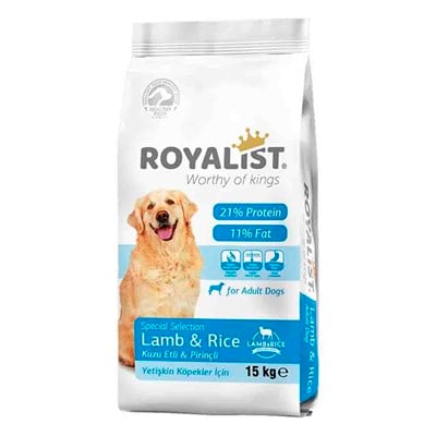 Royalist Kuzu Etli ve Pirinçli Yetişkin Köpek Maması 15 Kg 8682291400619 Amazon Pet Center