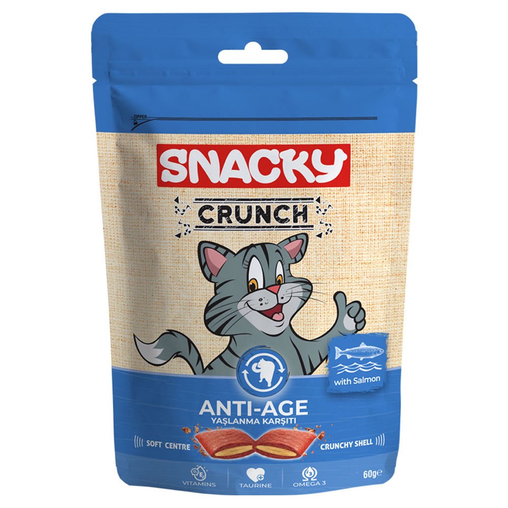 Snacky Crunchy Somonlu Kedi Ödülü Anti-Age 60 gr 8682631202286 Amazon Pet Center