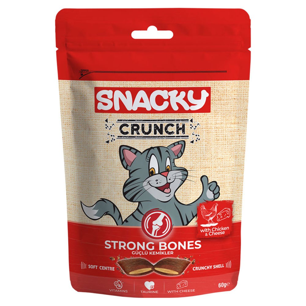Snacky Crunchy Tavuklu ve Peynirli Kedi Ödülü Strong Bones 60 gr 8682631202262 Amazon Pet Center