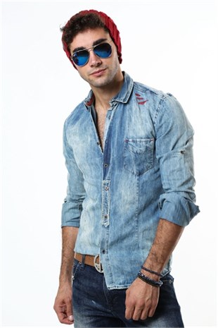 Yıkamalı Denim Gömlek