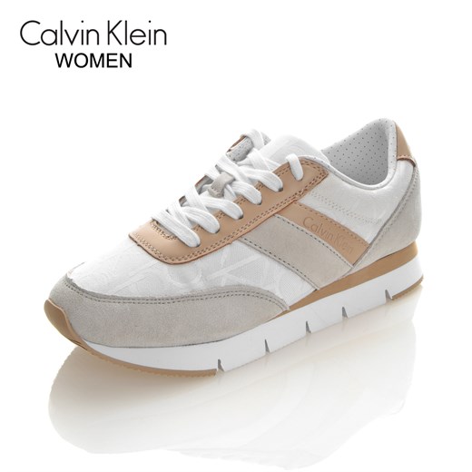 Calvin Klein Kadın Sneaker Kauçuk Taban RE9266 - WNL TEA CK LOGO JACQUARD -  VACCHETTA WHITE-NATURAL | Marka Park