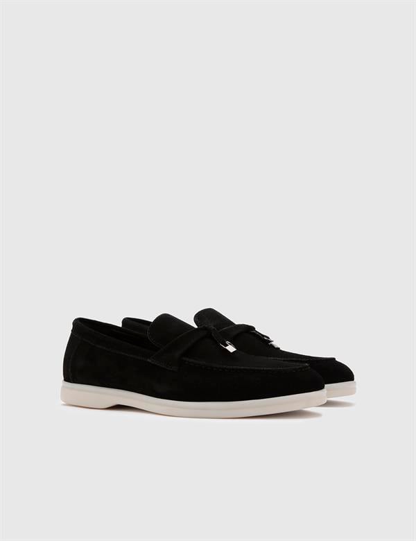 Enok Black Suede Leather Men's Moccasin