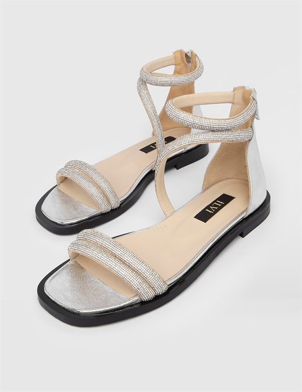 Eske Silver Leather Women's Sandal