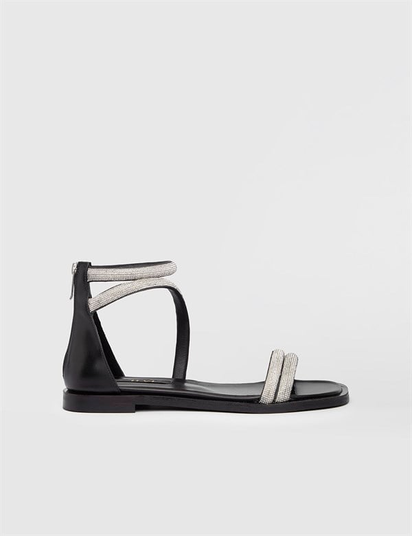 Eske Black Leather Women's Sandal