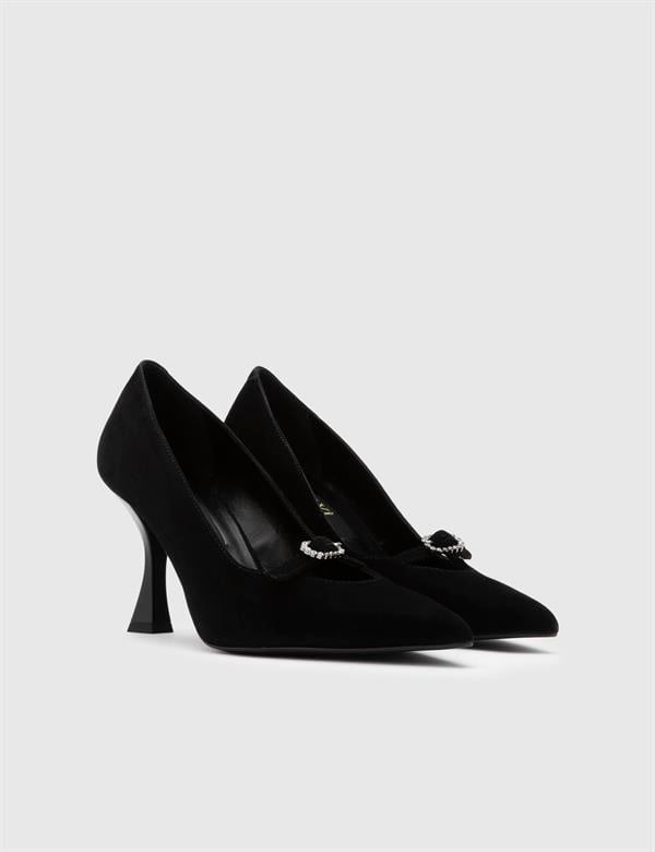 Roald Black Suede Leather Women's Pump