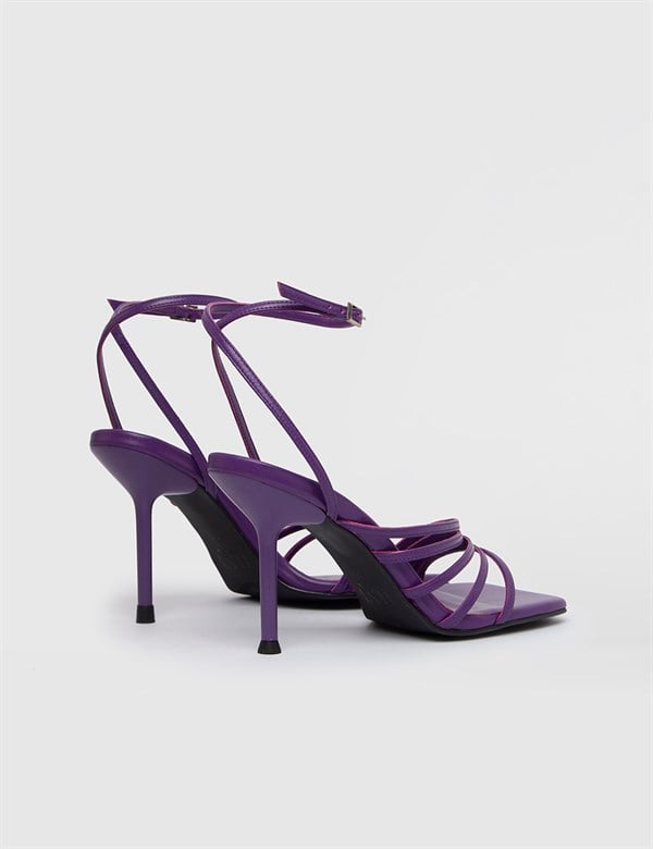 Sonja Purple Leather Women's Heeled Sandal