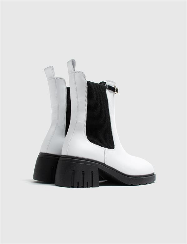 Tuva White Leather Women's Boot