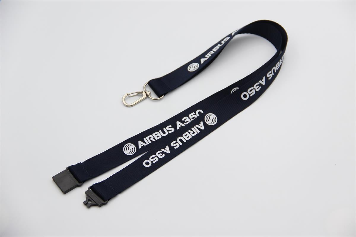 Dokulu Airbus A350  Lanyard Siyah-Lacivert