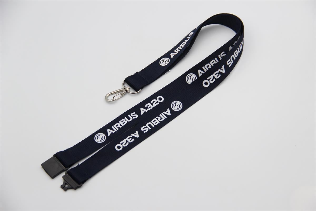 Dokulu Airbus A320  Lanyard Siyah-Lacivert