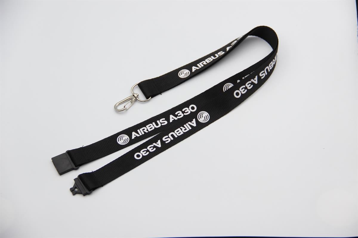 Dokulu Airbus A330  Lanyard Siyah-Lacivert