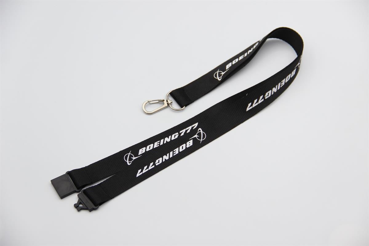 Dokulu Boeing 777  Lanyard Siyah-Lacivert