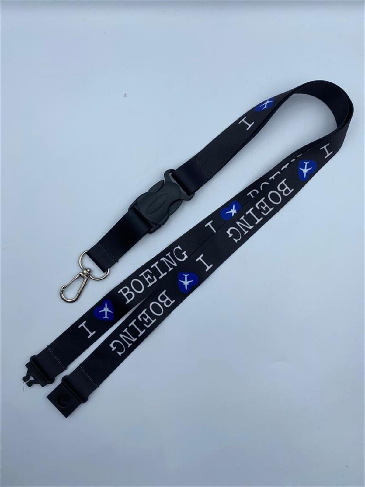 I Love Boeing Siyah Lanyard