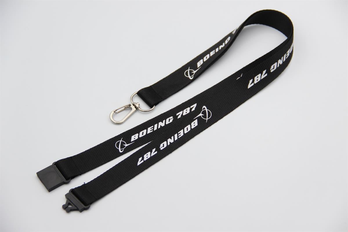 Dokulu Boeing 787  Lanyard Siyah-Lacivert