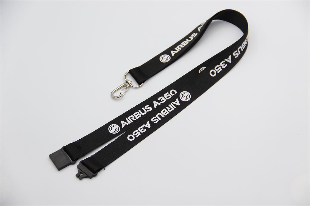 Dokulu Airbus A350  Lanyard Siyah-Lacivert