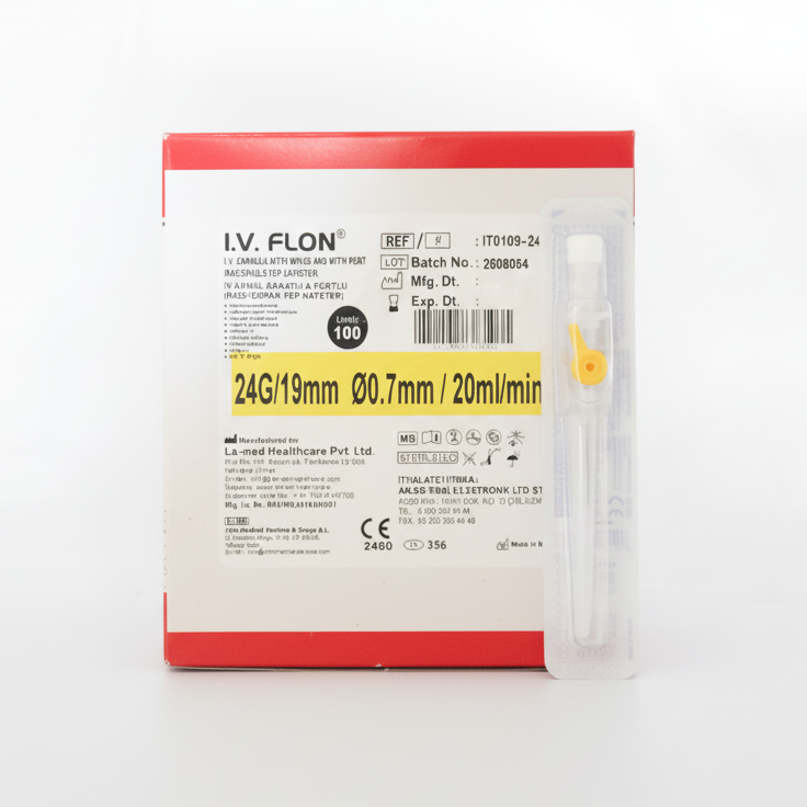 Iv Flon Branül (intraket) Sarı (24G) 100'lü Paket