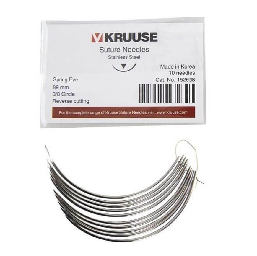 Kruuse Sütür İğnesi Spring 3/8 Keskin 89 MM 10'lu Paket