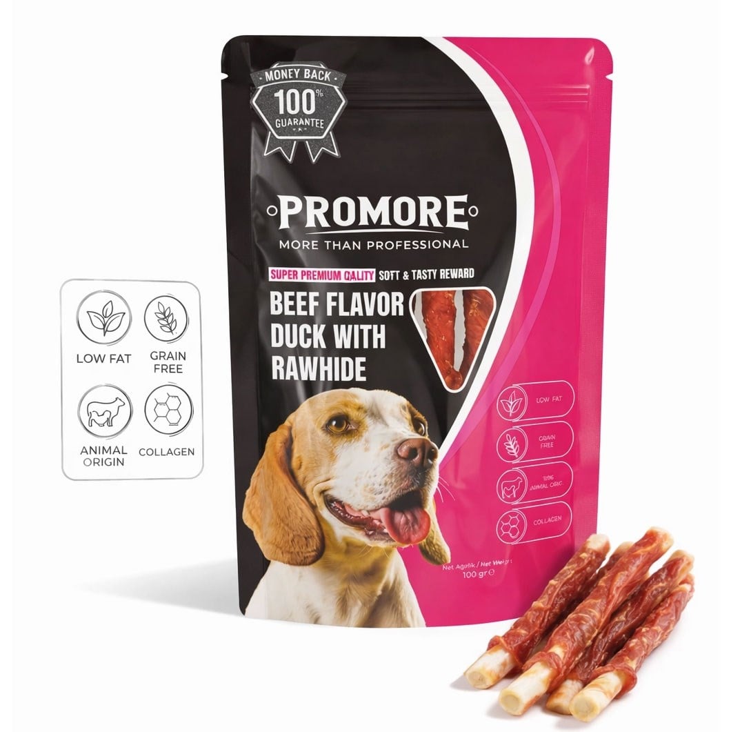 Promore Sığır Etli Aromalı Ördek Atıştırmalık Köpek Ödül Maması 100 GR