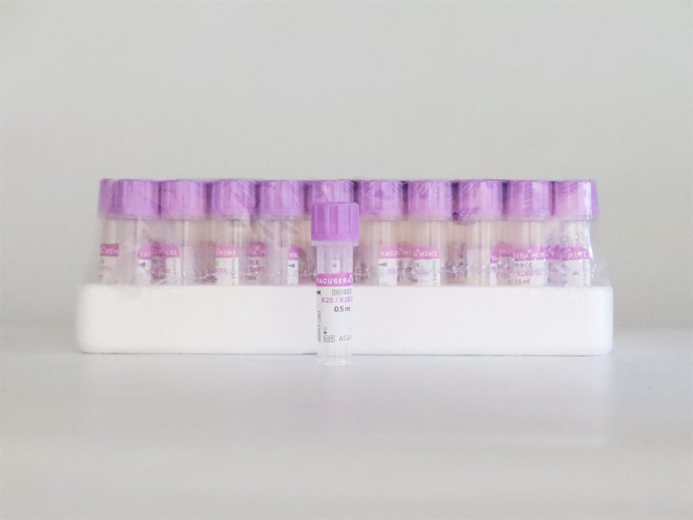 Vacusera K2 Edtalı Tüp 0,5 ML (Pediatrik) (Mor Kapak) 50'li Paket