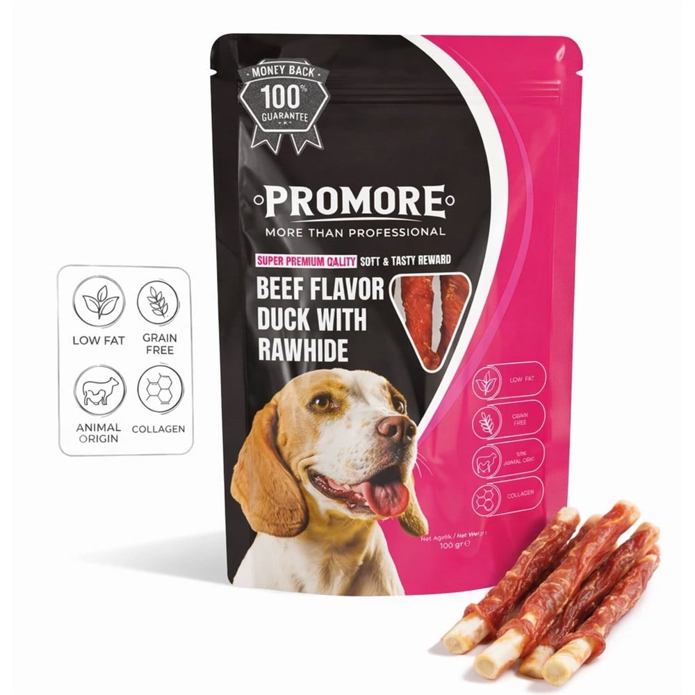 Promore Sığır Etli Aromalı Ördek Atıştırmalık Köpek Ödül Maması 100 GR