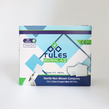 Tules Steril Spanç (Non Woven)  7,5*7,5 CM 4 kat 100lü Paket