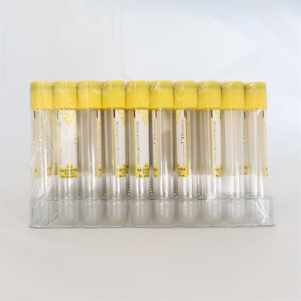 Vakumlu İdrar Tüpü 10 ML (Sarı Kapak) Katkısız 100'lü Paket