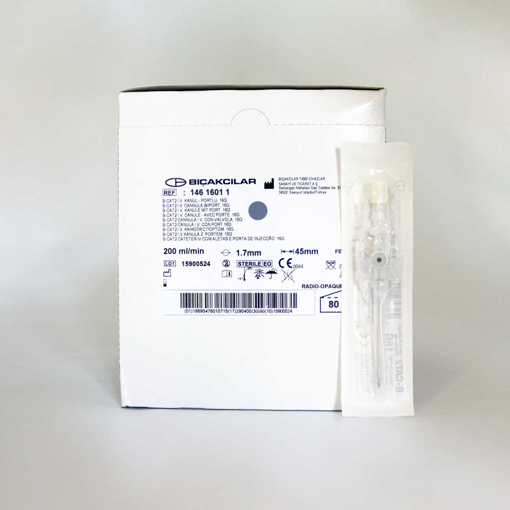Bıçakcılar Branül (intraket) Gri (16G) 80'li Paket 