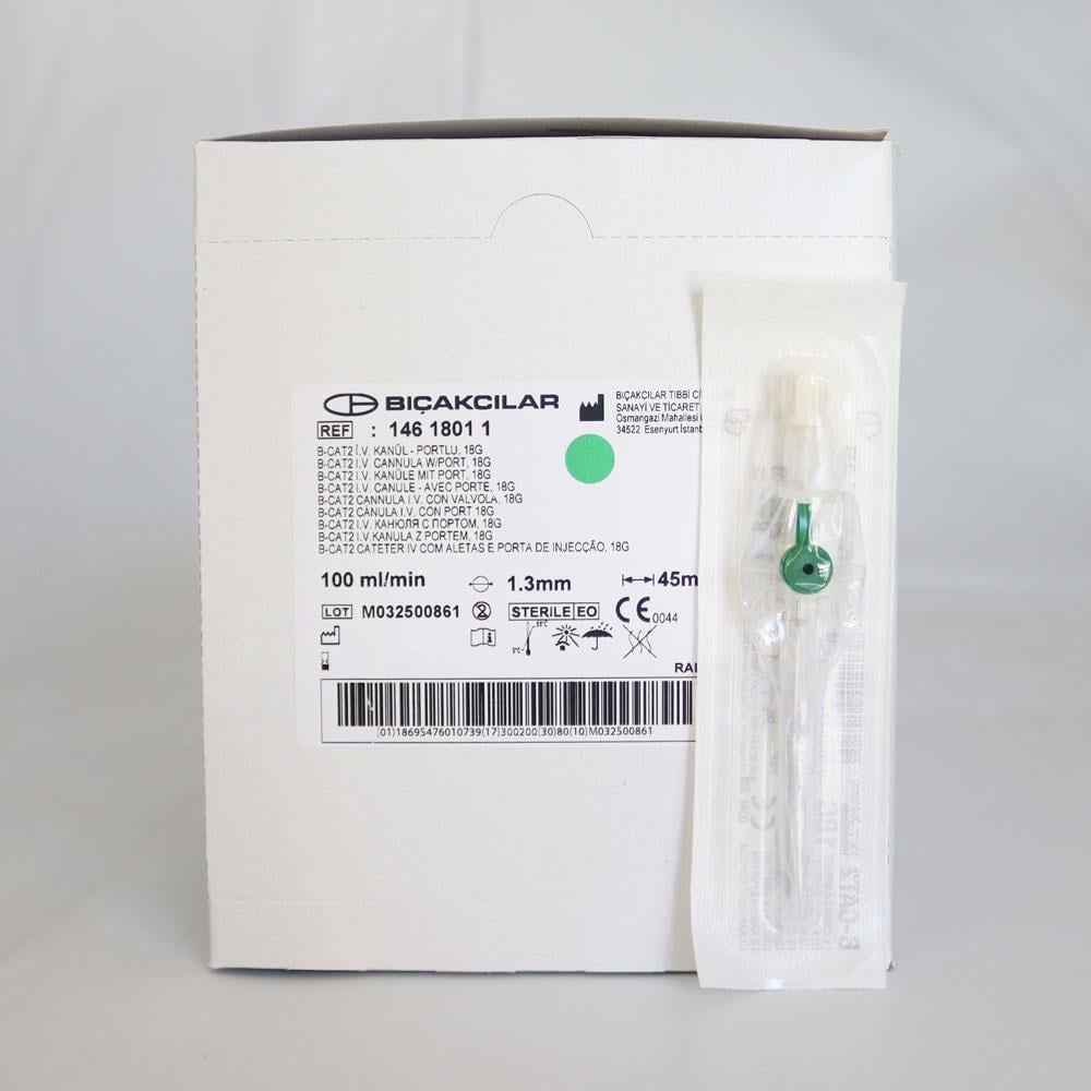 Bıçakcılar Branül (İntraket) Yeşil (18G) 80'li Paket