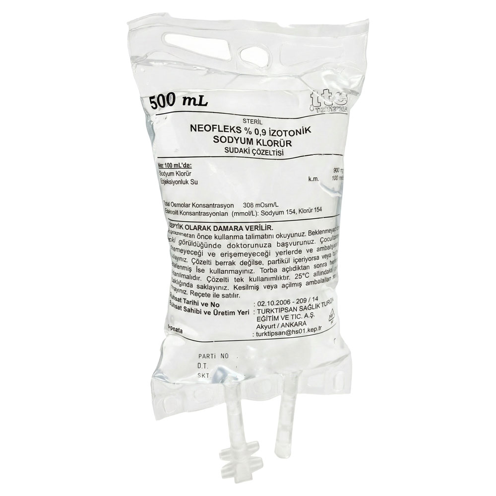 İzotonik %0,9 Sodyum Klorür 500 ML Setsiz