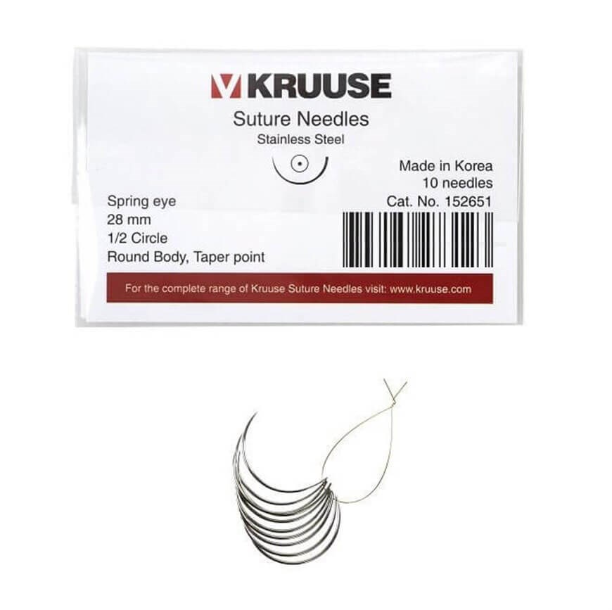 Kruuse Sütür İğnesi Spring 1/2 Yuvarlak 28 MM 10'lu Paket
