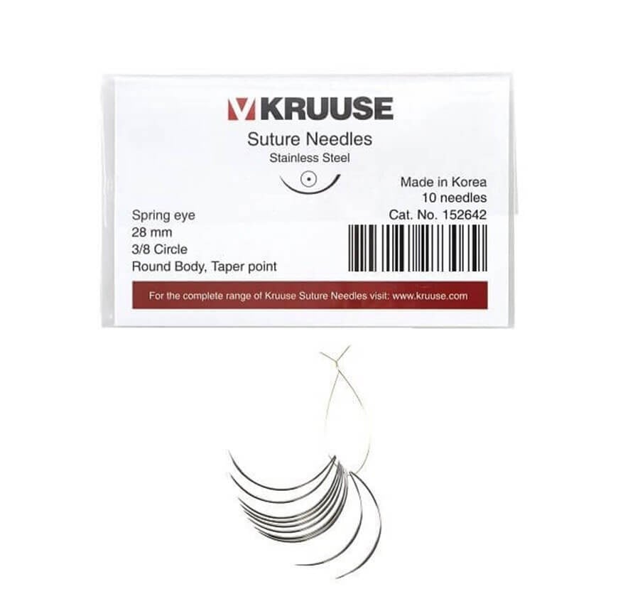 Kruuse Sütür İğnesi Spring 3/8 Yuvarlak 28 MM 10'lu Paket