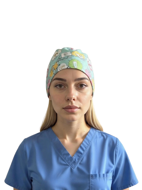 Patiler Desenli Lacivert Cerrahi Bone