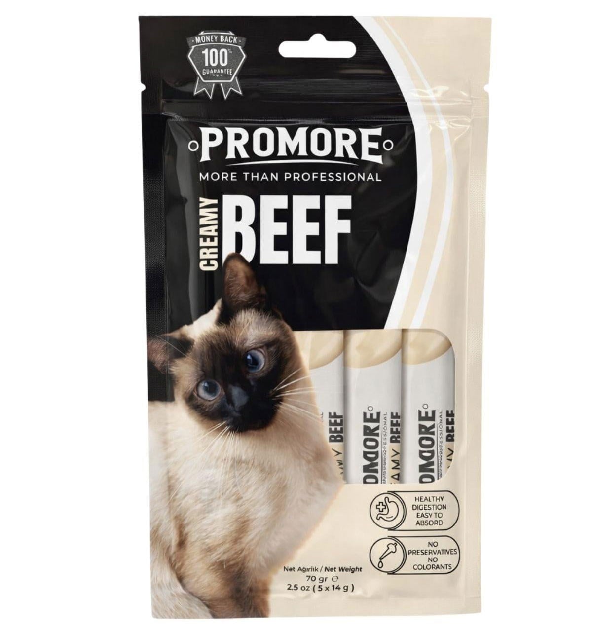 Promore Sığır Etli Kremsi Atıştırmalık Kedi Ödül Maması 70 GR (14 GR * 5 ADET)