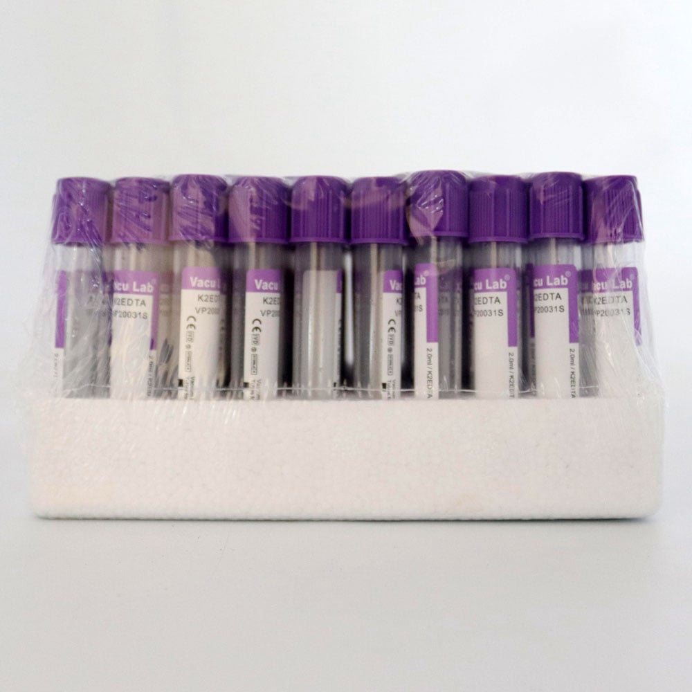 Vakumlu K2 Edtalı Tüp 2 ML (Mor Kapak) 100'lü Paket