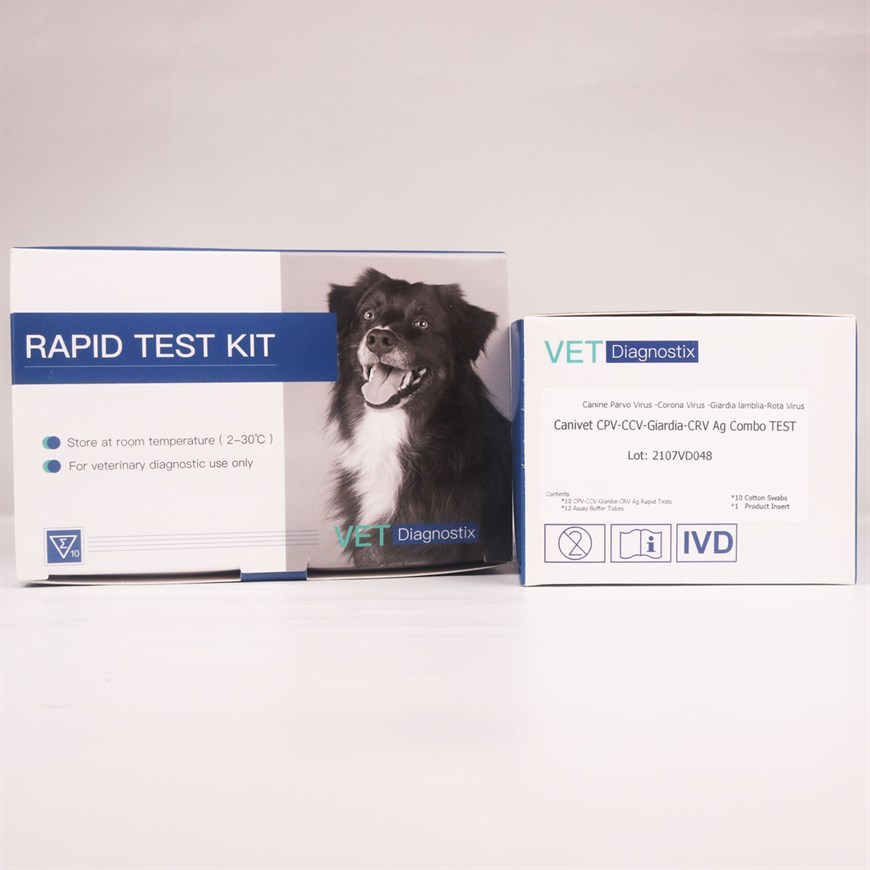 Vet Diagnostix Parvo (CPV) Ag + Corona (CCV) Ag + Rotavirus + Giardia 10'lu Paket