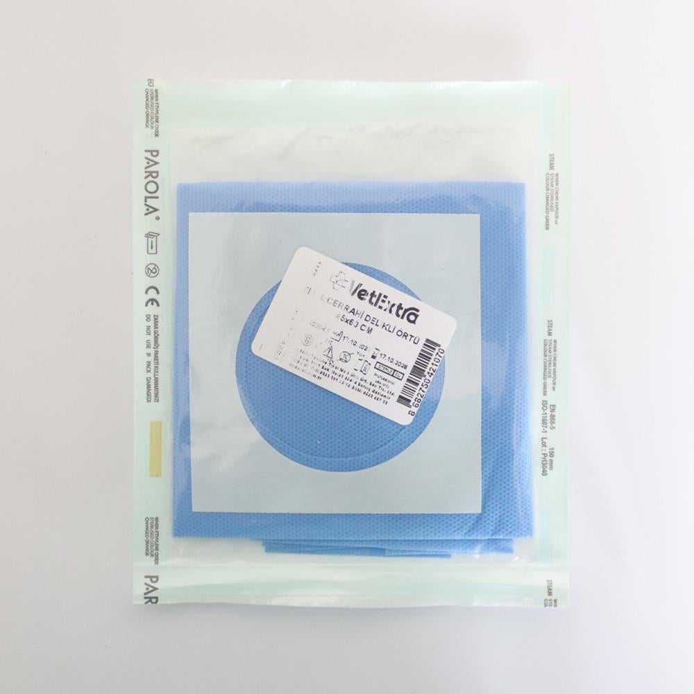 VetExtra Steril Cerrahi Delikli Serviyet Örtüsü 45*60 CM (35 GR SMS Kumaş Delik Çapı 6 CM)