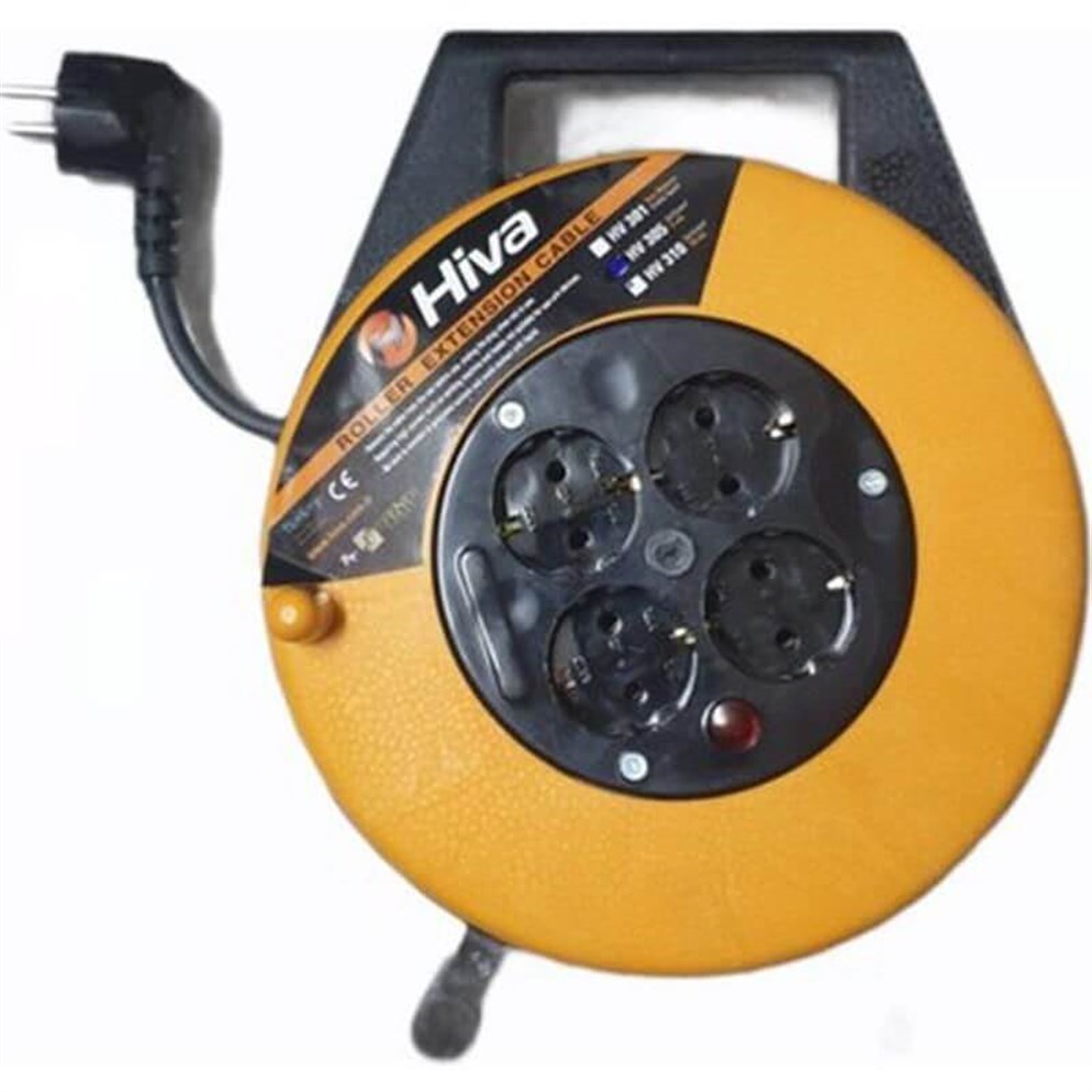 Hiva 5 Metre 3x1.5 Uzatmalı 4 Fişli Makaralı Kablo 