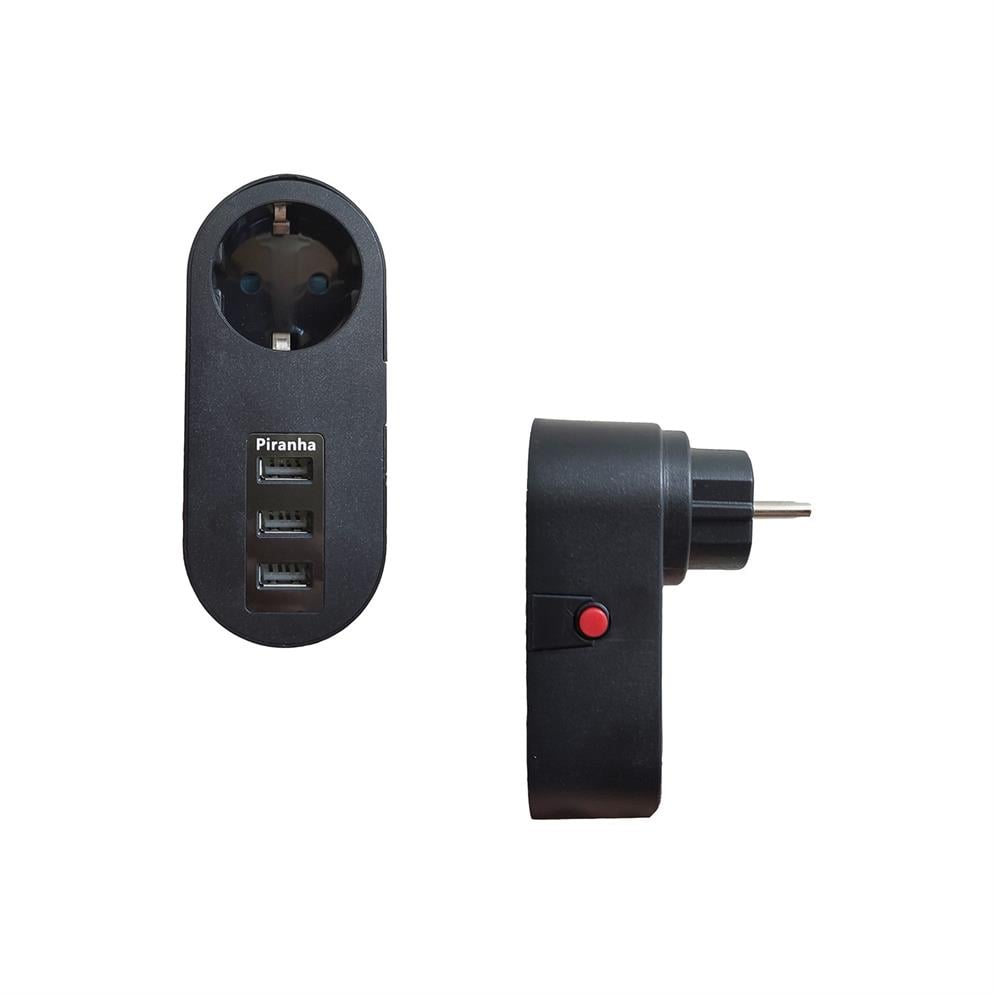 Piranha 3385 1Li Priz 3 Usb Girişli Akım Korumalı