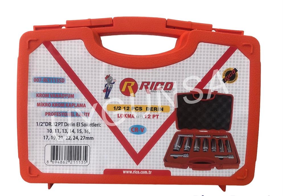 RİCO 12 Parça 1/2 Uzun Lokma Takımı Seti
