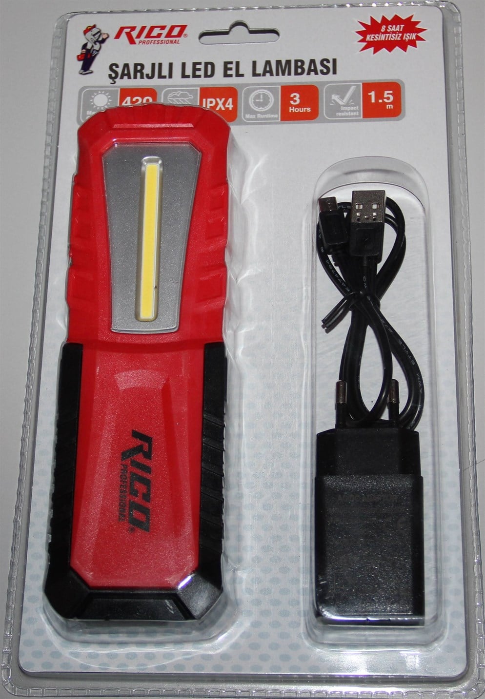 Rico Rc0028 420 Lümens Şarjlı Led El Feneri El Lambası Mıktanıslı