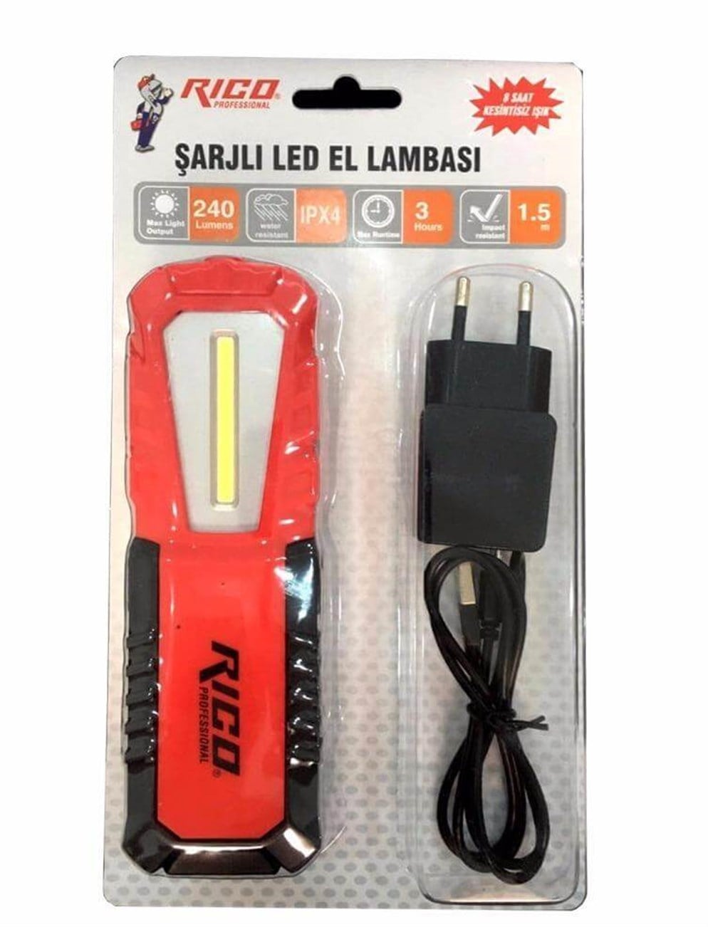 Rico RC0037 240 Lümens Şarjlı Led El Feneri El Lambası Mıktanıslı