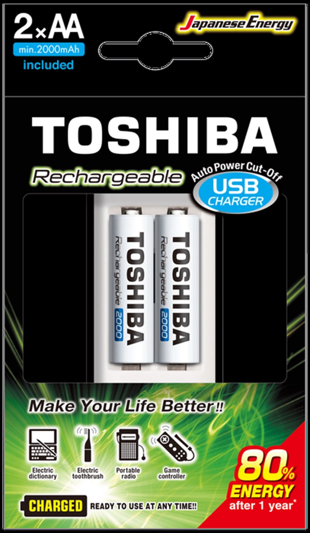 Toshıba Usb Şarj Cihazı+2 Ad.2000Mah Kalem Pil